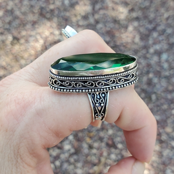New Oversized Chrome Diopside 925 Silver Statement Ring. - Picture 4 of 12